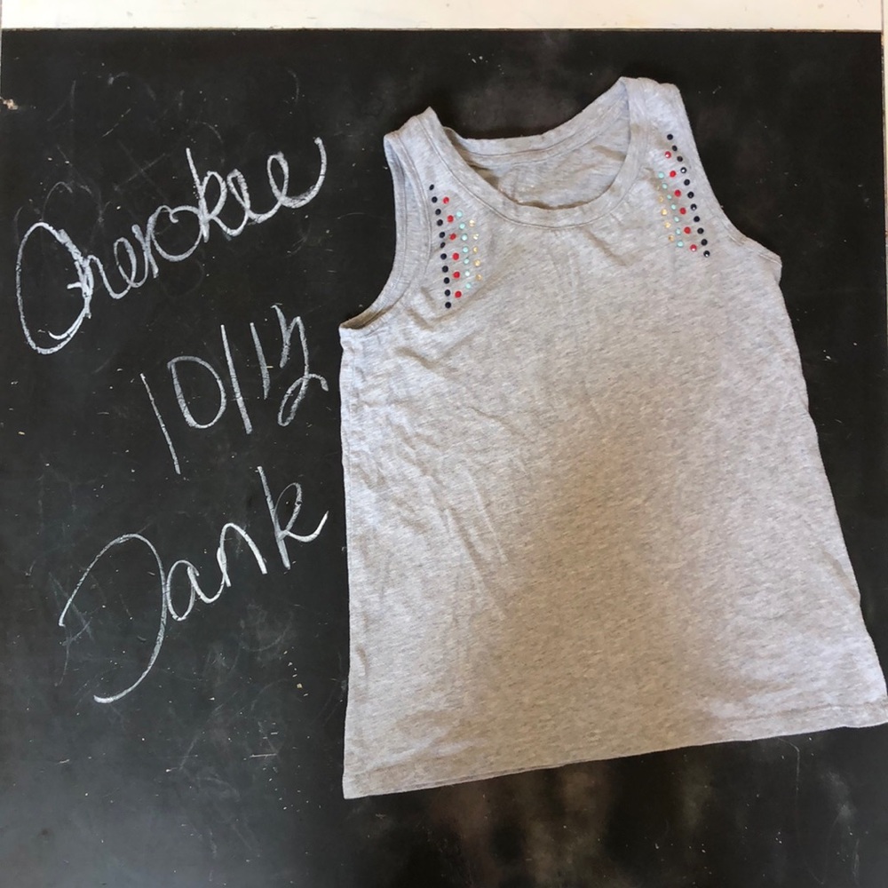 Grey tank with rhinestones